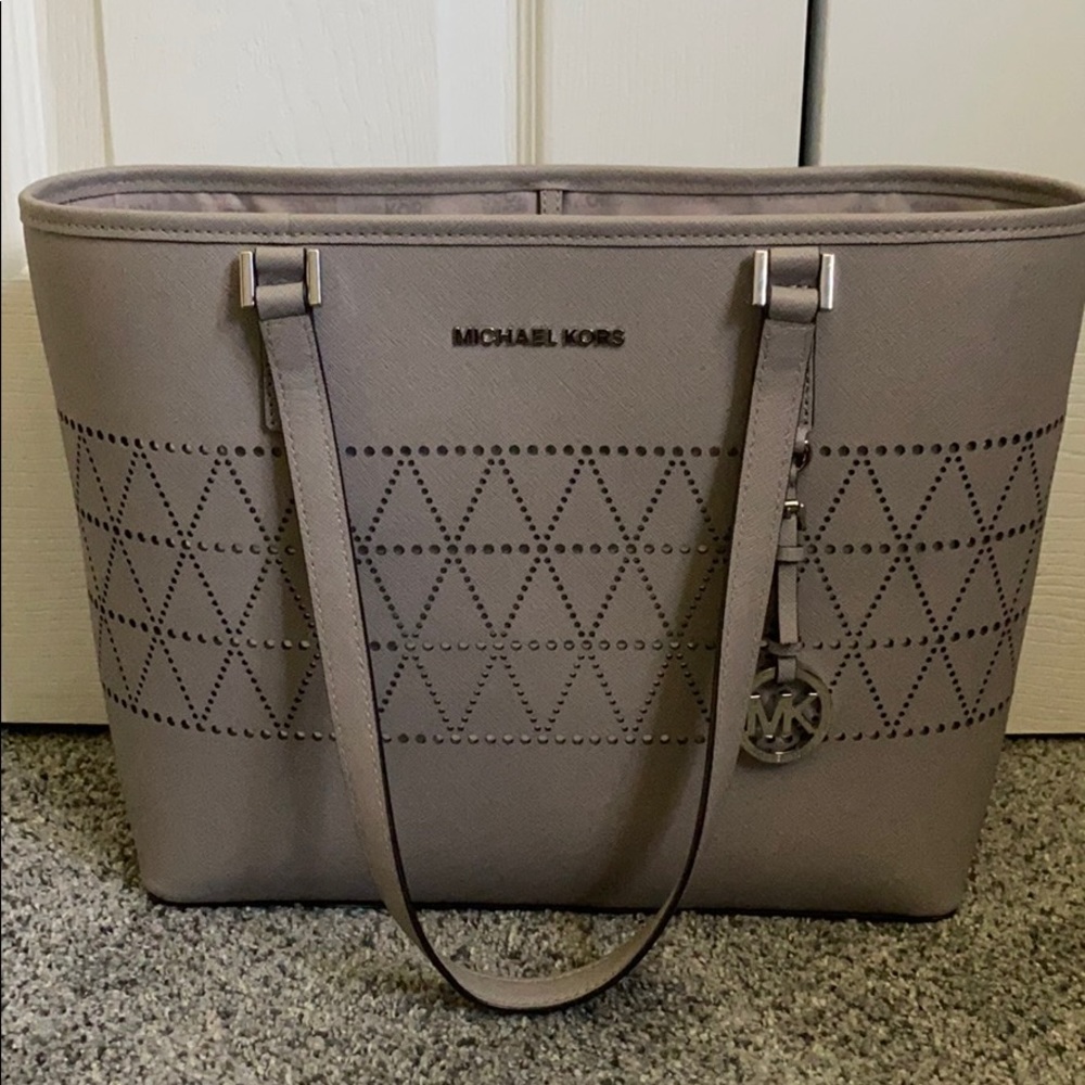 Grey patterned Michael Kors tote